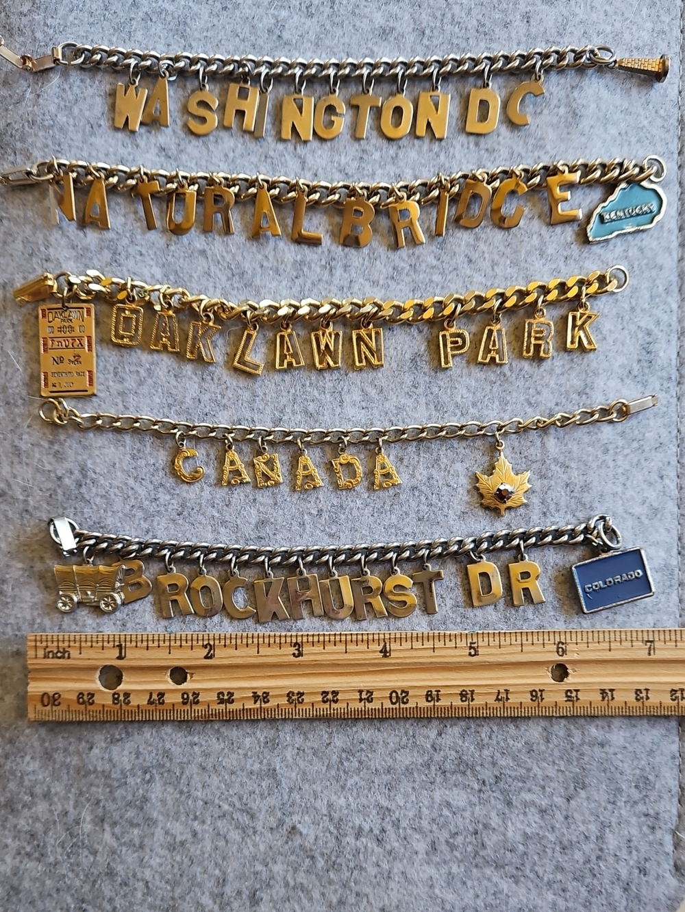 Vintage Gold-Tone Charm Nameplate Bracelets - Canada Washington DC & More - Picture 7 of 8